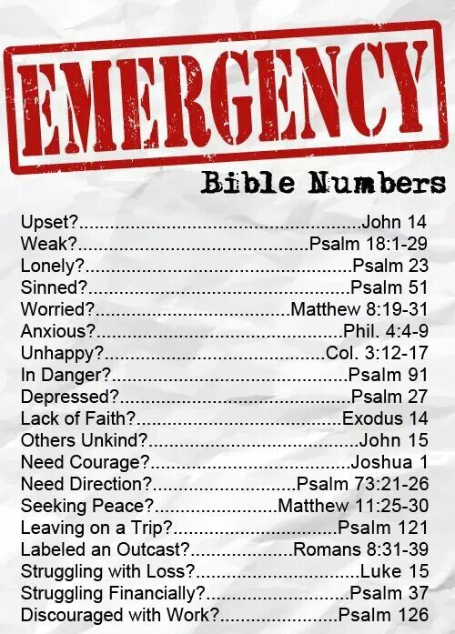 Emergency Bible Numbers
